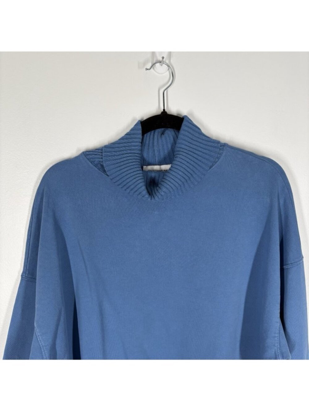 Something Navy Women XXS Blue Cotton Oversized Boxy Turtleneck Sweatshirt - Picture 4 of 8